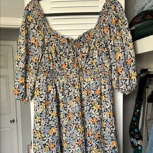 American Eagle Outfitters Floral Dress - Blue and Yellow